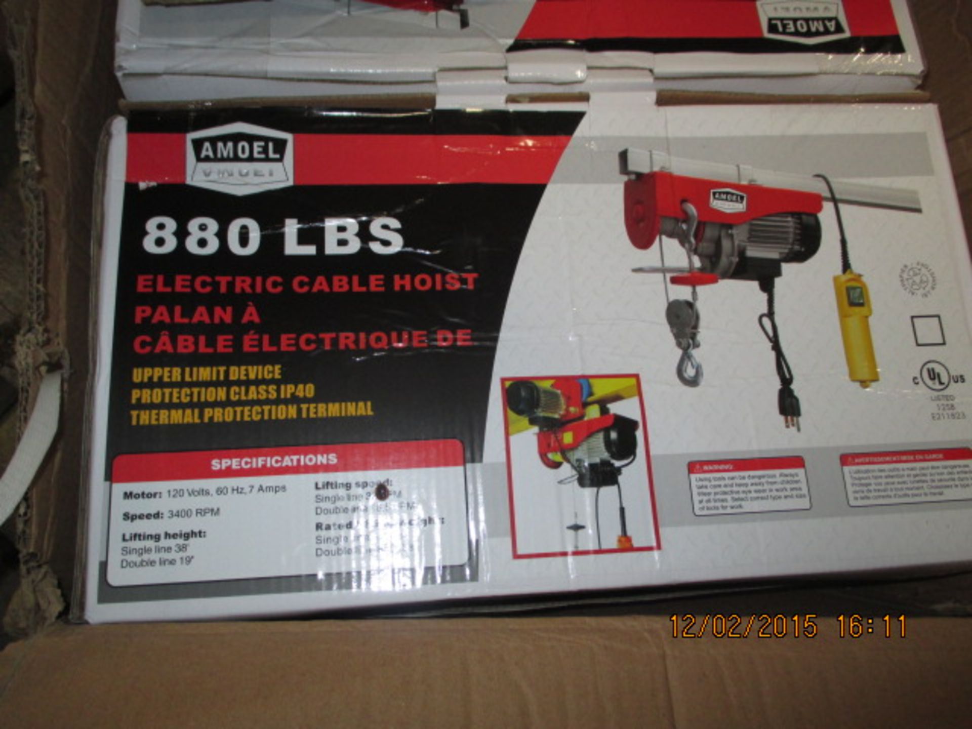 (2) Unused 880-lb capacity electric hoist