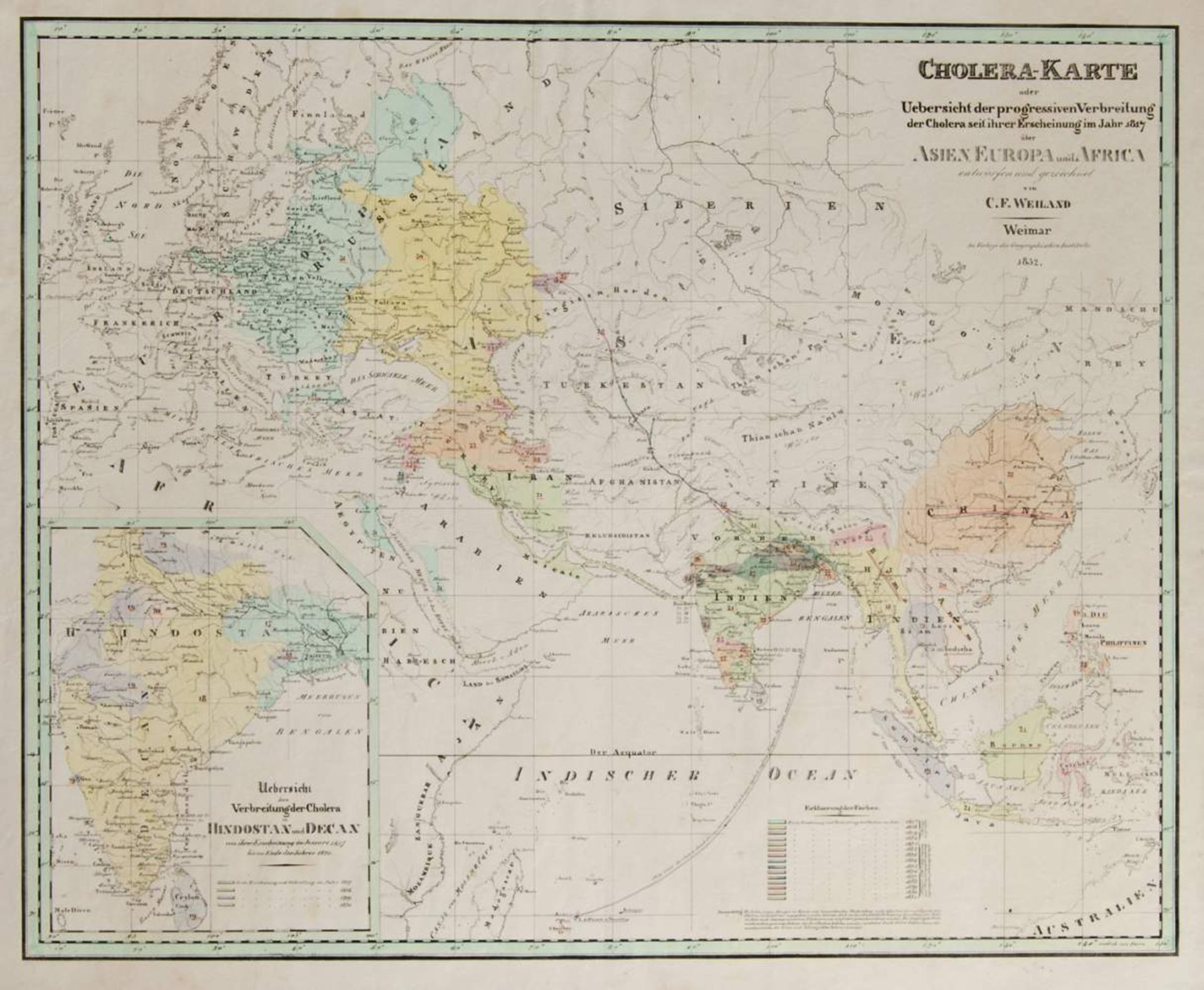 "Cholera-Karte oder Uebersicht der progressiven
Verbreitung der Cholera seit ihrer Erscheinung im