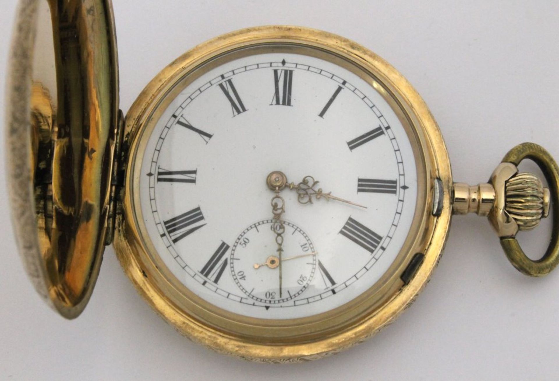 Goldene Taschenuhr / Savonette Jaccotte Watch Co.Vergoldetes, 17steiniges Messingplatinenwerk mit