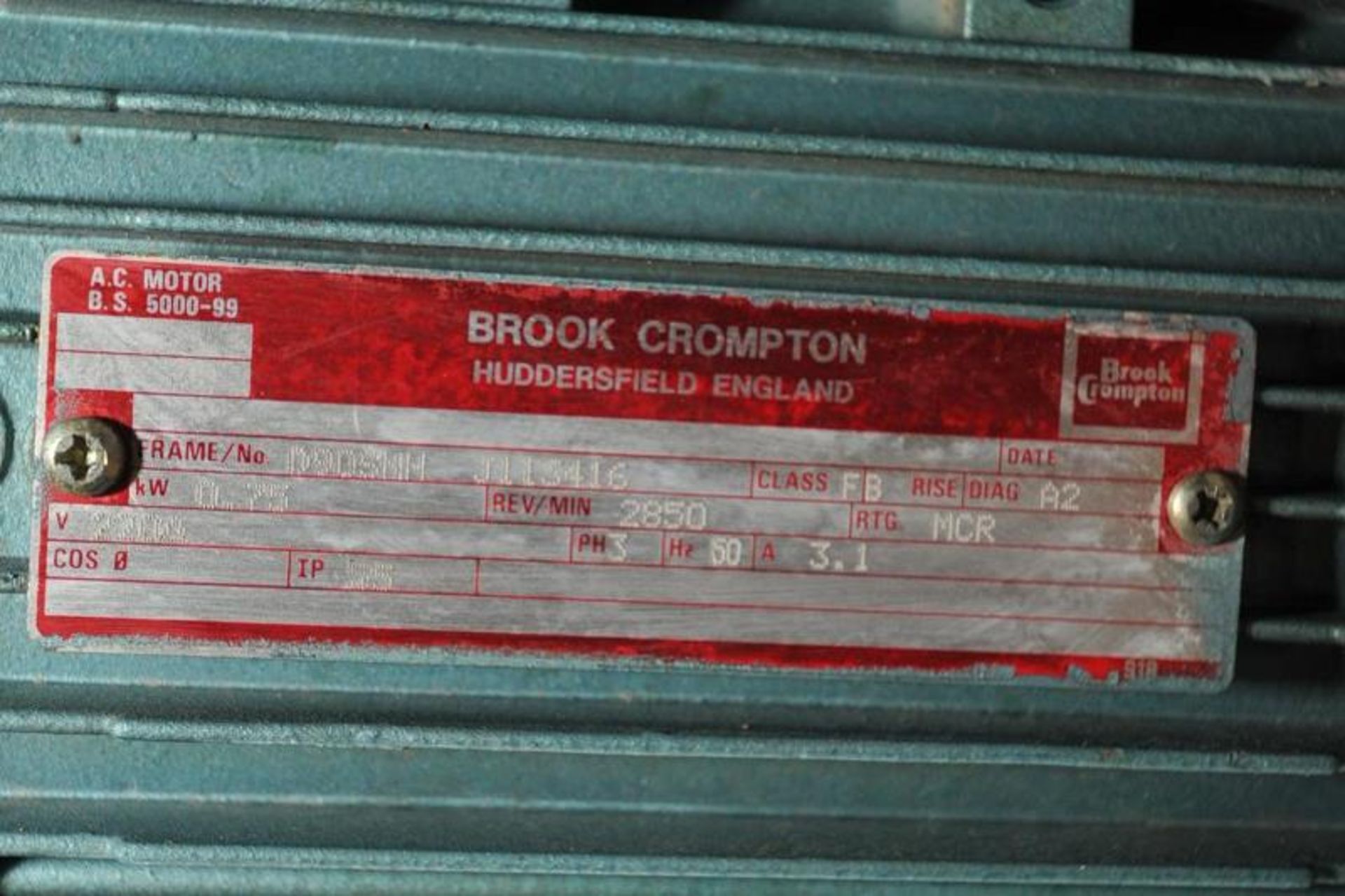 motor, brand: brook crompton, usage: overmolding machine, condition: good. Location: Cd. Juarez or - Image 8 of 10