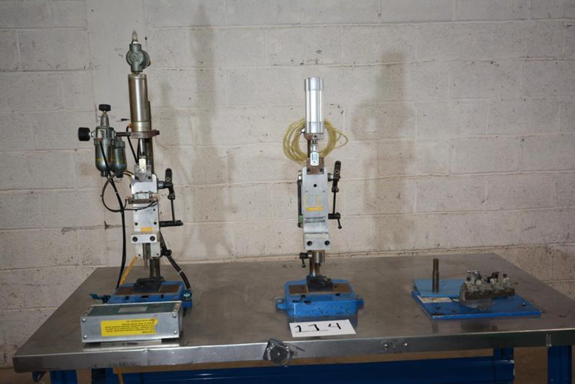 Workstation with two press. Brand: N/A. Model: N/A. Year: N/A. Serial Number: N/A. Possible Uses: