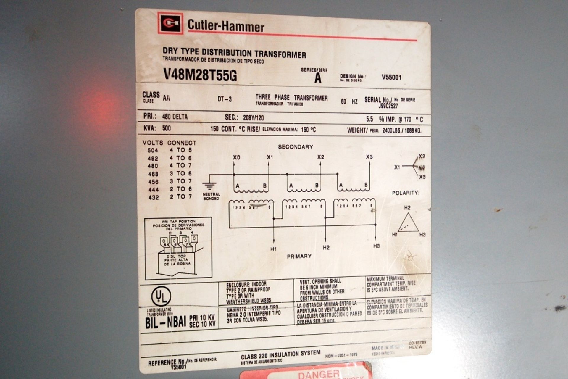 500 KVA Electric Transformer - Image 2 of 2