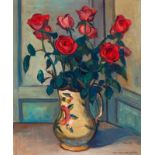 Matthieu Wiegman (Zwolle 1886 - Bergen (NH) 1971) Red roses Signed l.r. Oil on canvas, 61.3 x 50.2