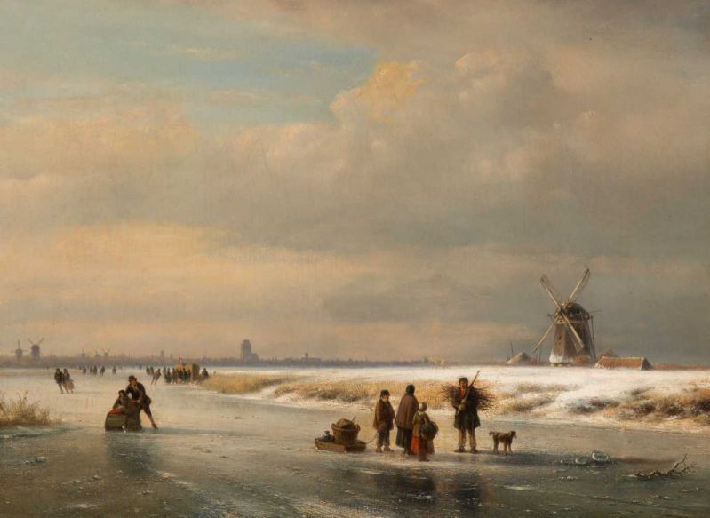 Lodewijk Johannes Kleijn (Loosduinen 1817 - The Hague 1897) Icescape with 'koek-en-zopie-tent' and