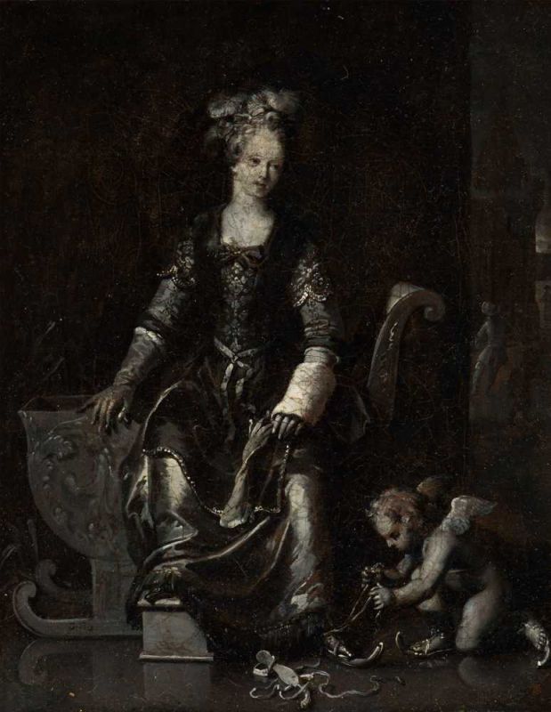 Gerard Hoet I (Zaltbommel 1648 - The Hague 1733) Allegory of winter (en grisaille) Traces of
