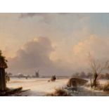 Lodewijk Johannes Kleijn (Loosduinen 1817 - The Hague 1897) Winter, The Hague Signed l.r. Oil on