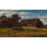 Willem Roelofs (Amsterdam 1822 - Berchem 1897) Dutch cloudy sky over a farm in Drenthe Signed l.r.