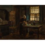 Philip Sadée (The Hague 1837 - 1904) Interior with farmer's wife Signed and dated Scheveningen '80