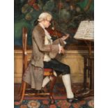 David Bles (The Hague 1821 - 1899) The violinist Signed l.r. Watercolour and gouache on paper, 41.4