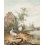 Margareta de Heer (Leeuwarden 1600/1603 - 1658/1665) Geese (circa 1655) Signed on the tree trunk l.