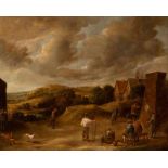 After David Teniers II (1610-1690) (Circa 1700) Peasants practising archery With signature l.l. Oil