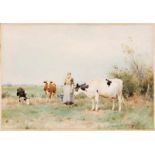 Adrianus Johannes Groenewegen (Rotterdam 1874 - Horn 1963) Cattle in the meadow Signed l.r. Title