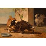 Henriette Ronner-Knip (Amsterdam 1821 - Elsene 1909) Two dogs fighting over a bone Signed l.r. Oil