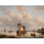 Gerardus Hendriks (Amsterdam 1804 - probably Rotterdam after 1859) Ships in the estuary Signed l.l.