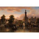 Elias Pieter van Bommel (Amsterdam 1819 - Vienna 1890) View of the Accijnstoren in Alkmaar Signed