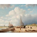 Anton Nicolaas Marie Karssen (The Hague 1945) Fishery on the beach of Scheveningen Signed l.r. Oil