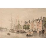 Cornelis Springer (Amsterdam 1817 - Hilversum 1891) View of the crossing of the Amstel and