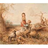 Mari ten Kate (The Hague 1831 - Driebergen 1910) Enfants au jeu aux landes Signed l.r. Watercolour