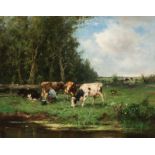 Johan Frederik Cornelis Scherrewitz (Amsterdam 1868 - Hilversum 1951) Milking time Signed l.l. Oil