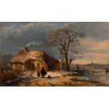 Abraham van der Wayen Pieterszen (Middelburg 1817 - Sint-Maria-Horebeke 1880) Winter landscape with