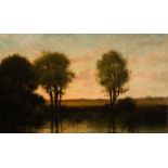 Cornelis Westerbeek sr. (Sassenheim 1844 - The Hague 1903) Cows grazing at dusk Signed l.r. Oil on