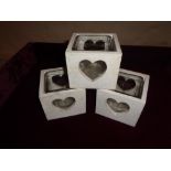 3 X WOOD SQUARE HEART SHAPE