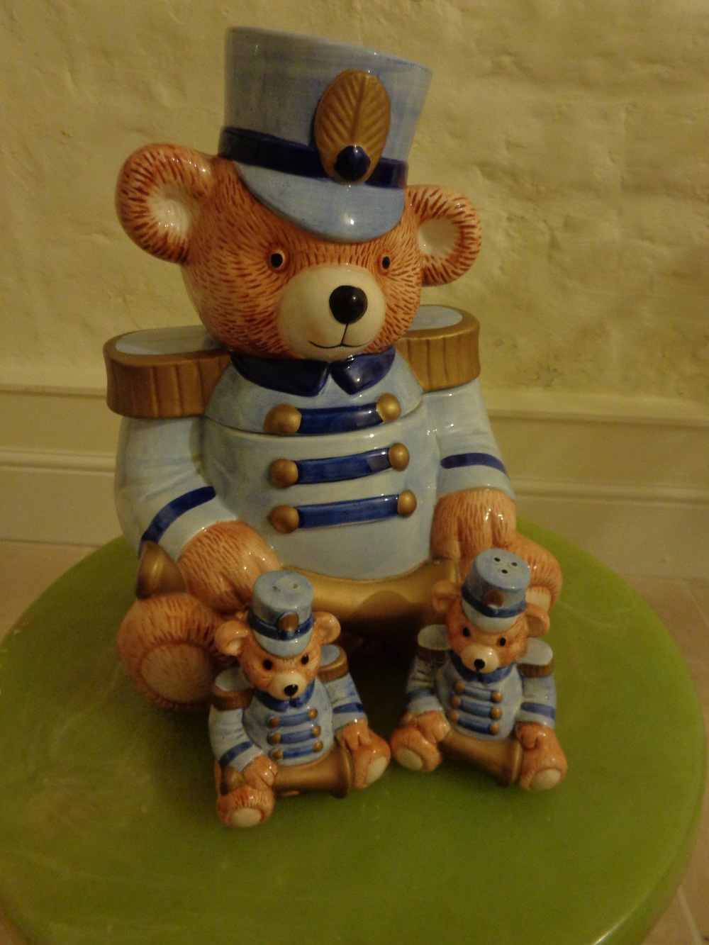 SOLIER BOY COOKIE JAR AND SALT/PEPPER POT