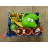 COLLECTION OF KIDS GARDENING TOYS AND POTS