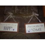 WOODEN HOME PLAQUES X 2