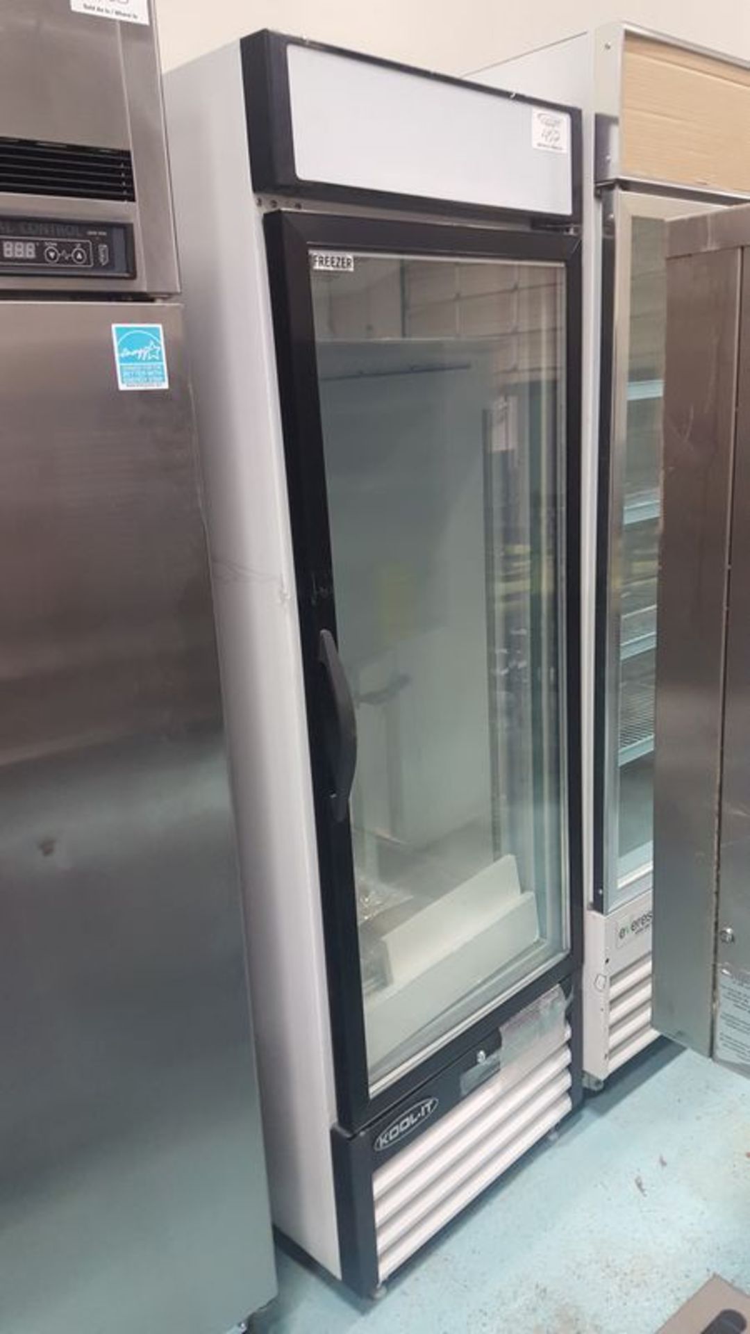 Kool-it single door display Freezer - appears unused - small crack in lower kick panel