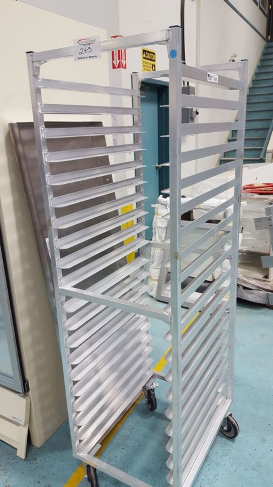 Custom welded aluminum bakers rack