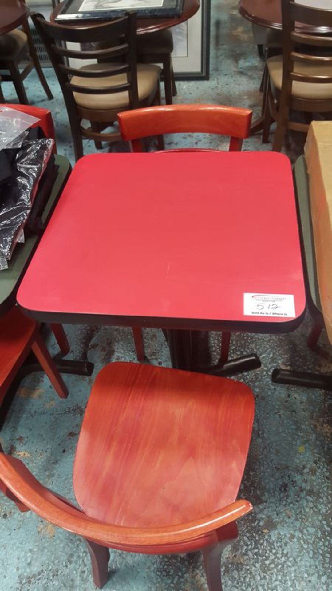 6 - Approx 24 x 24" Red top tables with metal bases = Price per table times 6