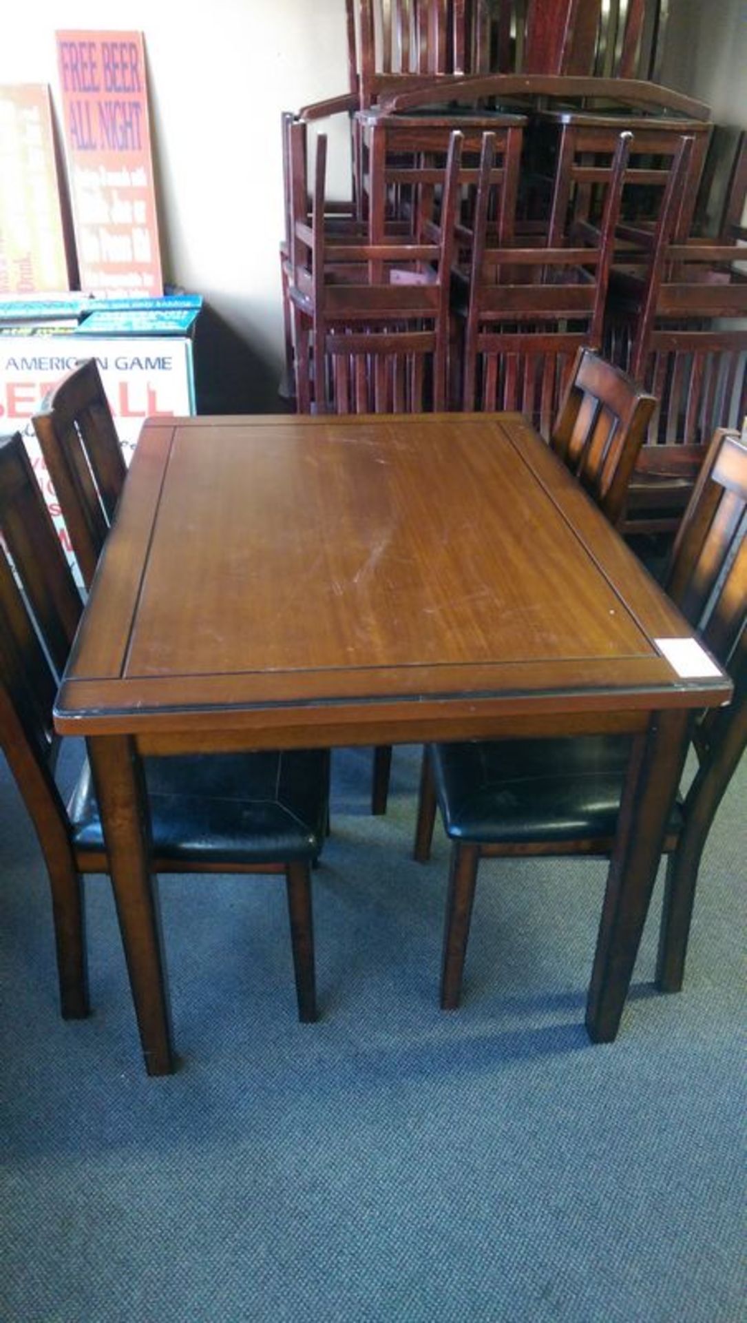 1 Wooden table with 4 padded chairs