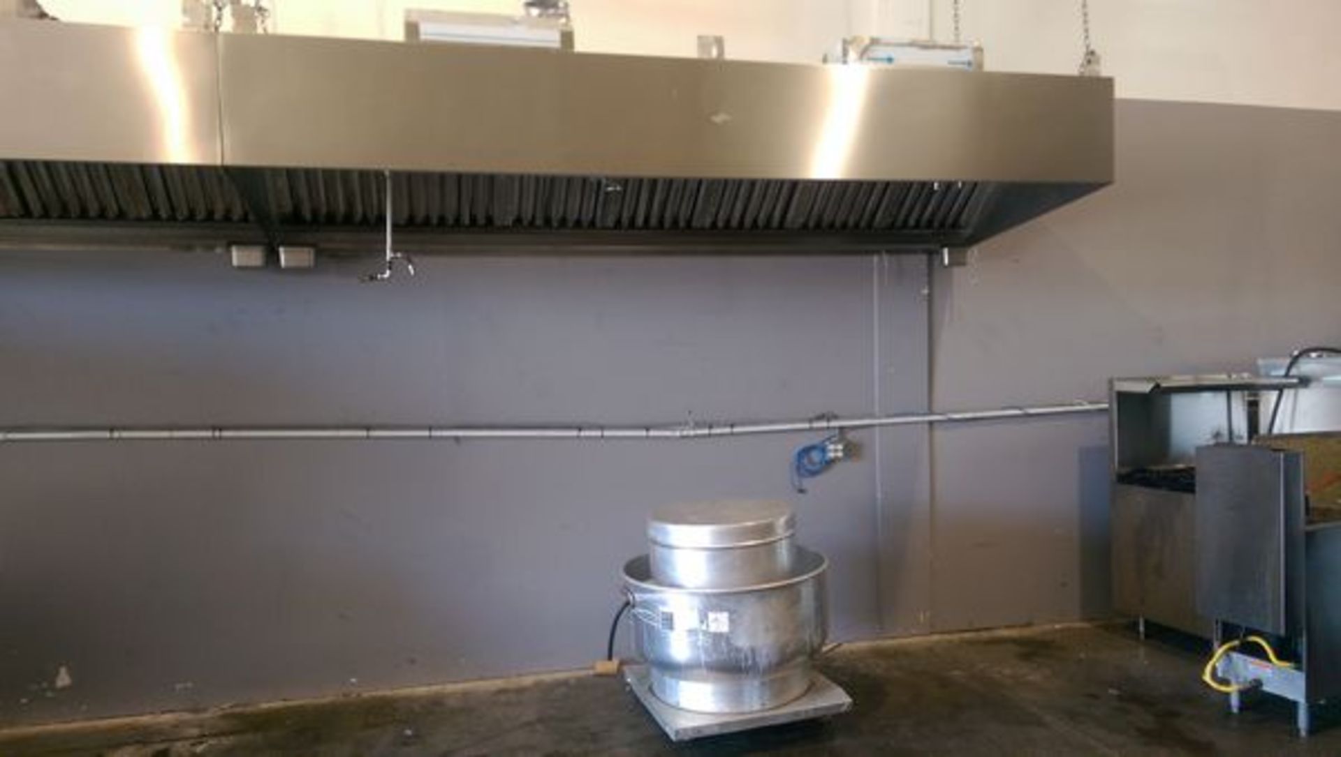 Approx. 140" NSC All Stainless Steel Canopy - Complete with Built In Air Return, Lights, Fire