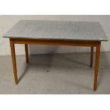 A retro Formica kitchen table, length 122cm.