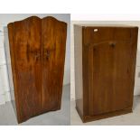 A mid 20th century walnut two door wardrobe, 160 x 85cm and a mid 20th century oak tallboy,