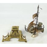 An early 20th century novelty inkwell constructed from shells,