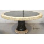 A c.1970 "Muller" of Mexico onyx round dining table on shaped pedestal base, diameter 150cm.