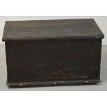 An ebonised pine blanket box with hinged top, width approx 90cm.