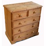 A contemporary pine two over three chest of drawers, width 80cm.