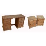 A contemporary pine dressing table base with six drawers, width 130cm,