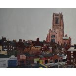 After David Sheppard; a signed coloured print 'Liverpool Cathedral - Spring Morning',