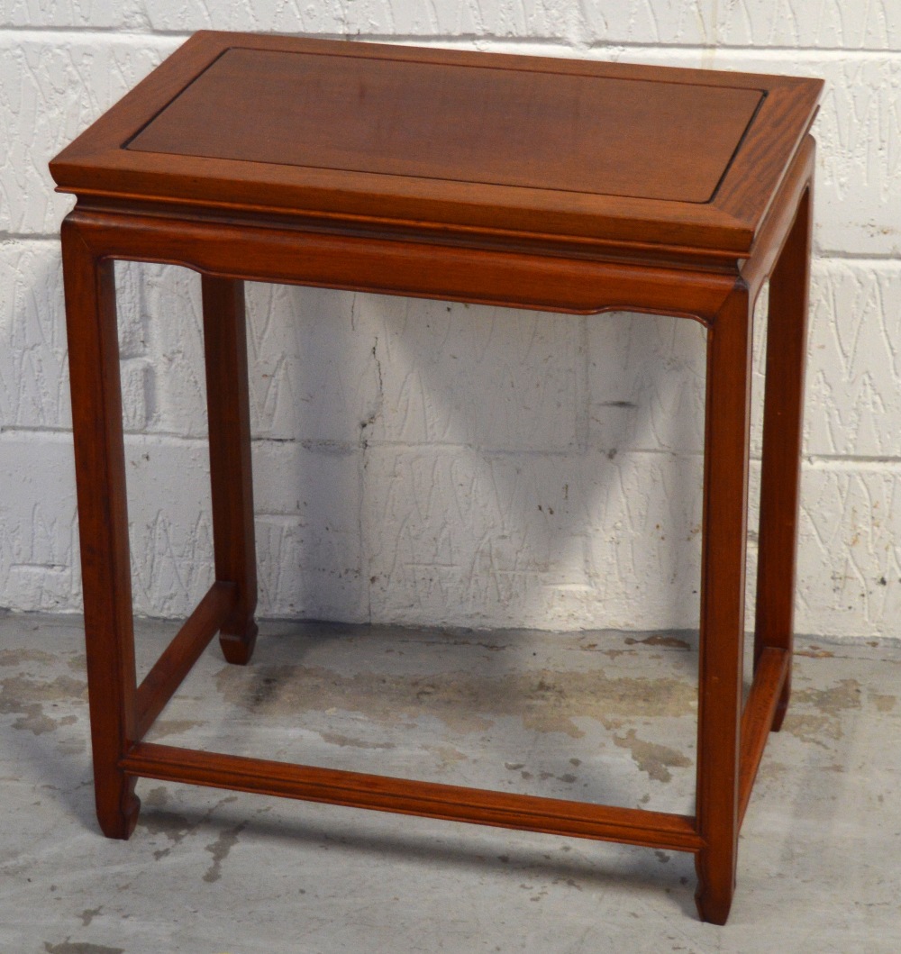 An Oriental rectangular side table with curved frieze and stretchers, 62 x 55cm.