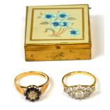 A 9ct yellow gold dress ring set with multiple white stones, size N,