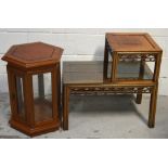 A 20th century Oriental hardwood hall table with graduated top for telephone,