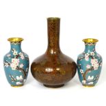 Three 20th century Japanese cloisonné vases,