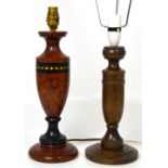 Two vintage turned wood table lamps (2).