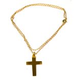 A 9ct gold cross suspended from a 9ct gold chain, approx 6g.