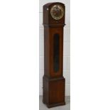 An oak cased 30 hour grandmother clock, part gilded dial set with Arabic numerals, height 130cm.