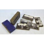 A quantity of WWI stereoscopic cards depicting views of battles, explosions, trenches, troops,